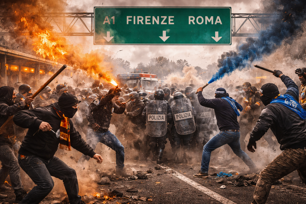 scontri ultras Roma Napoli A1