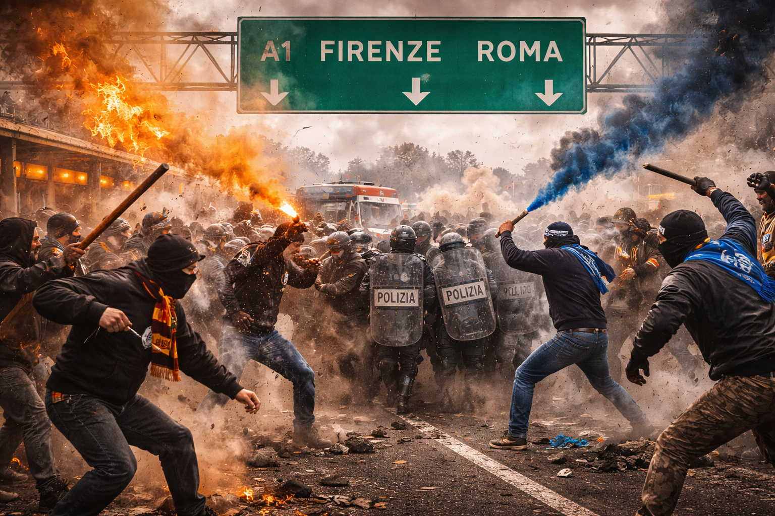 scontri ultras Roma Napoli A1
